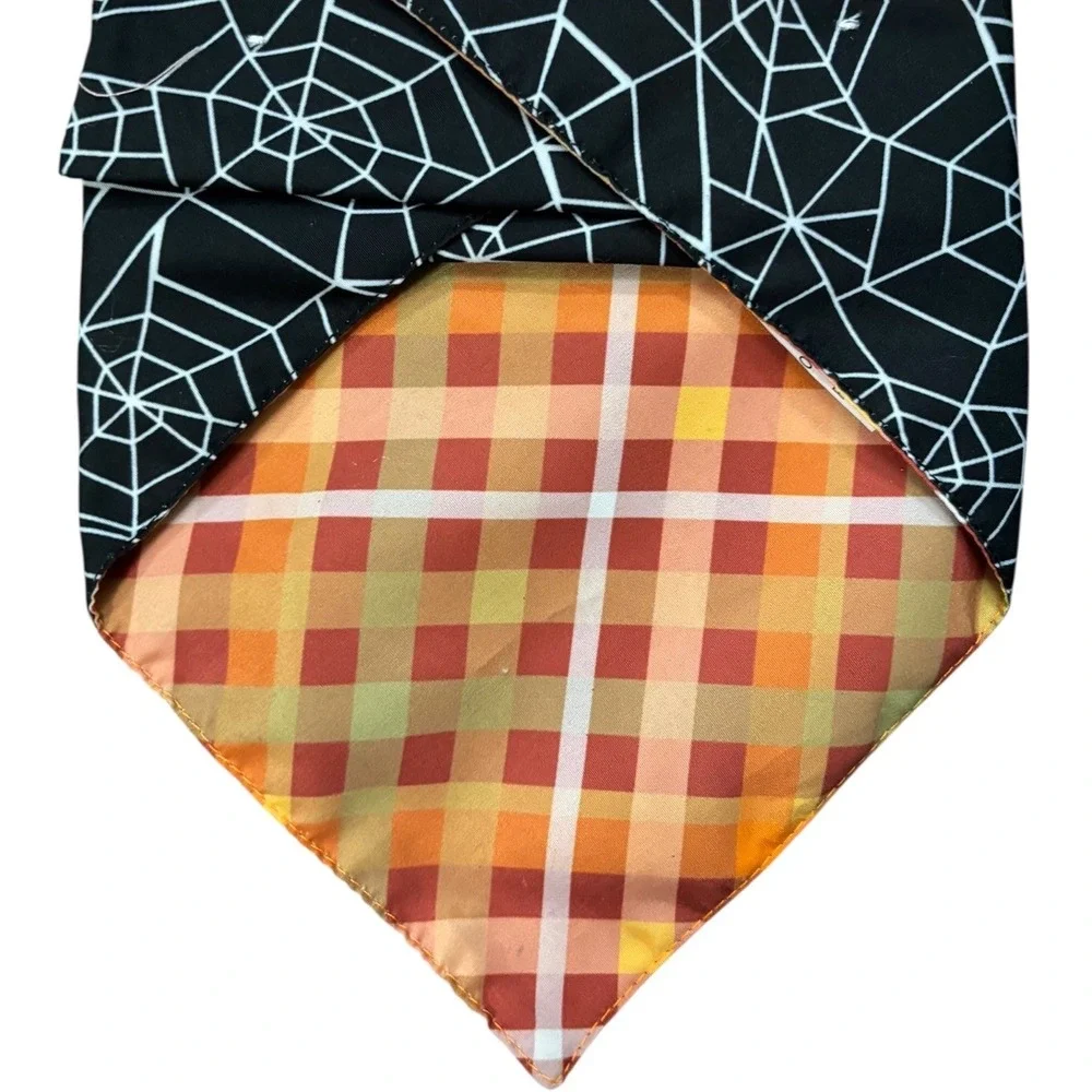 Hyde‎ and Eek! Boutique Pet Reversible Bandana, Spider Web/Plaid, One Size NEW